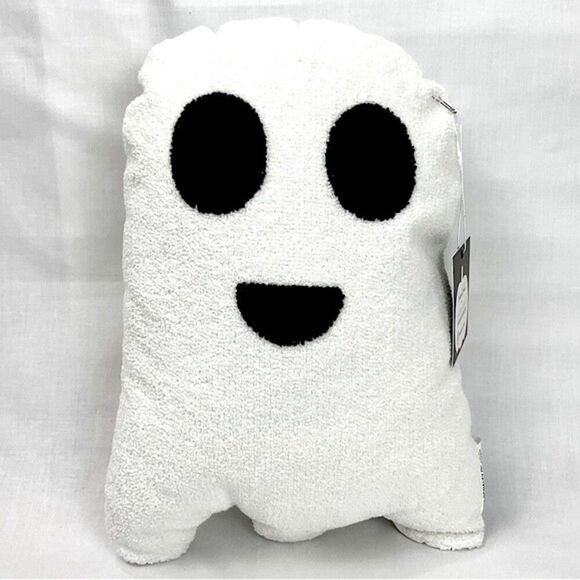 Ghost Shape Halloween Pillow NWT White & Black Textured Pillow - Picture 1 of 4